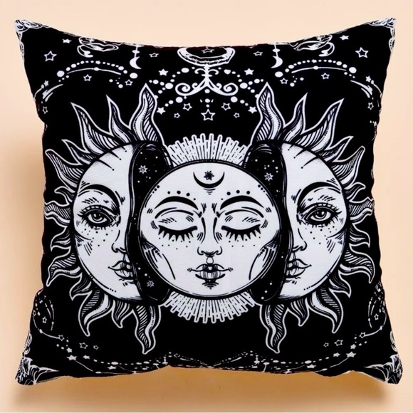 Pillow Cover Sun Moon Celestial Mystical Zippered Large Black White 17.7 in - Picture 9 of 15